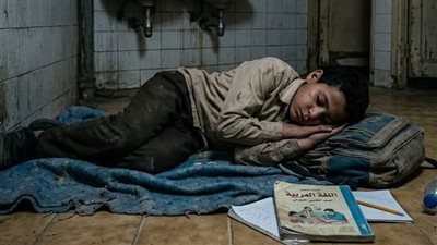 طفل نام 3 أشهر في حمام المدرسه